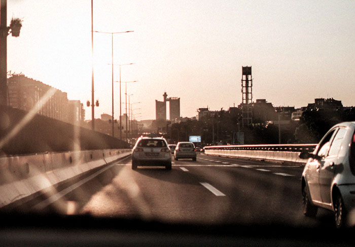 Car moving on road